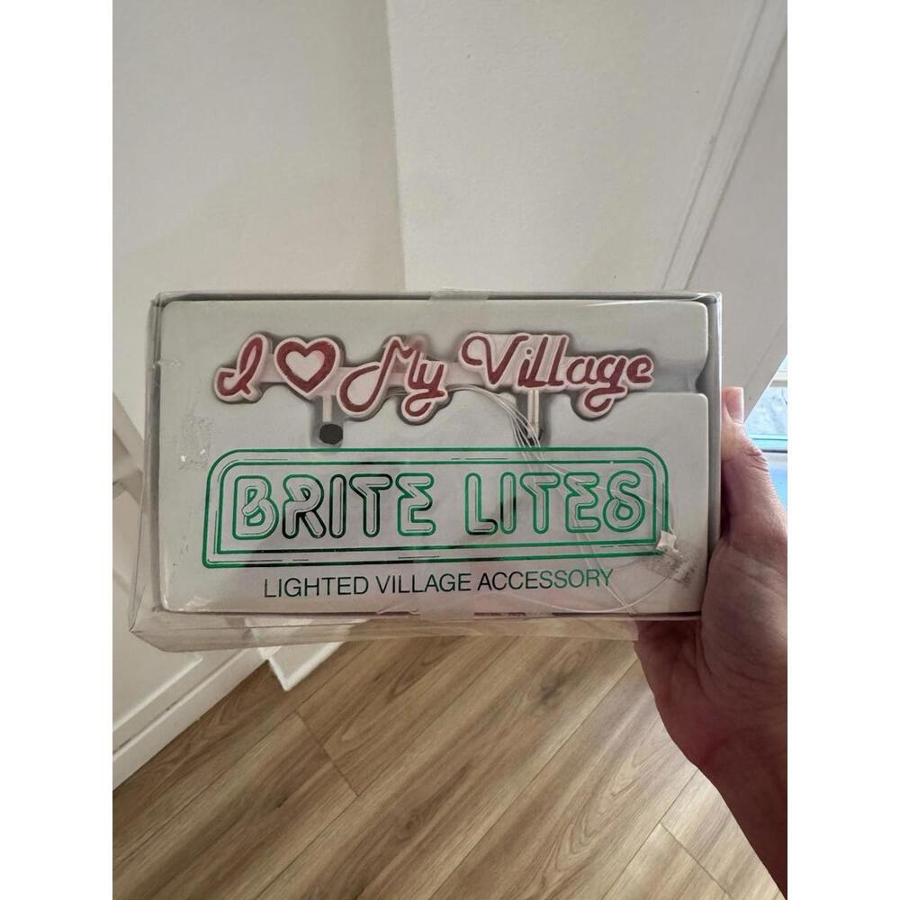 Department 56 Brite Lites Lighted Village Accessory "I Love My Village" Sign